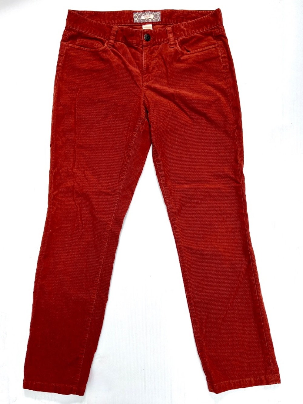 J.Crew Matchstick Corduroy Pants 31S Burnt Orange Rust Straight Leg